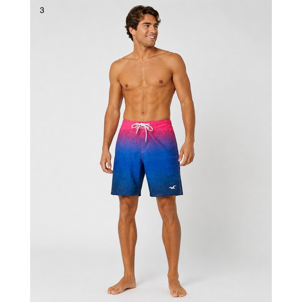 Hollister Swim Trunks Shorts Mens 28 Pink Purple Blue Mesh Lined Pockets